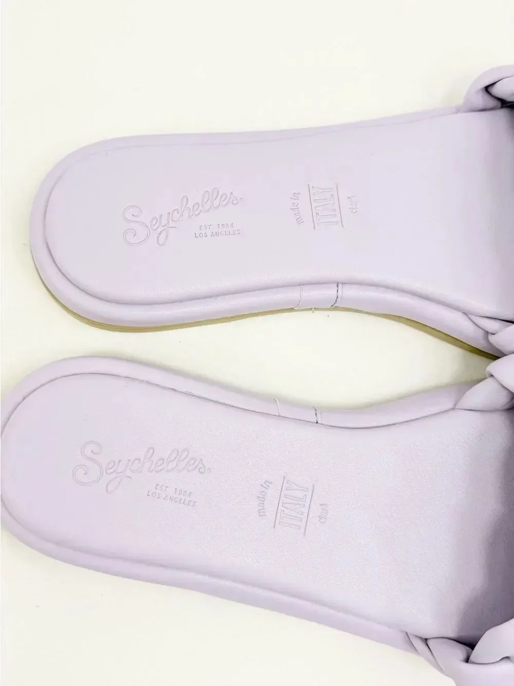 Seychelles BELLISSIMA Lavender Purple Puffy Woven Leather Padded Slide Sandals